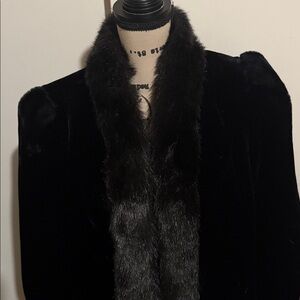 Vintage Jordache faux fur black coat size 14